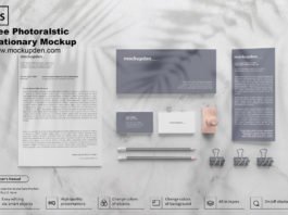 Free Photo realistic Stationery Mockup PSD Template