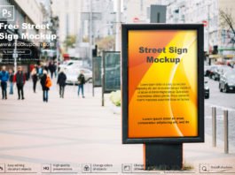 Free Street Sign Mockup PSD Template