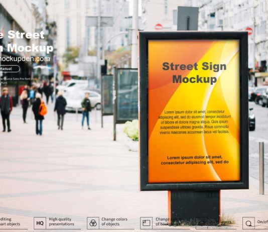 Free Street Sign Mockup PSD Template