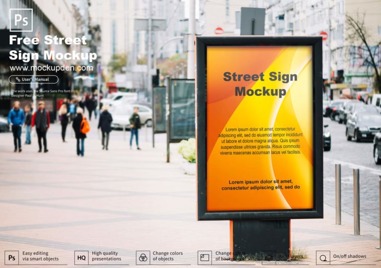 Free Street Sign Mockup PSD Template