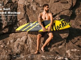 Free Surf Board Mockup PSD Template