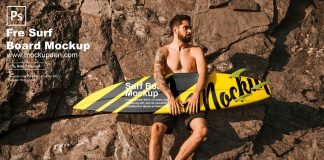 Free Surf Board Mockup PSD Template