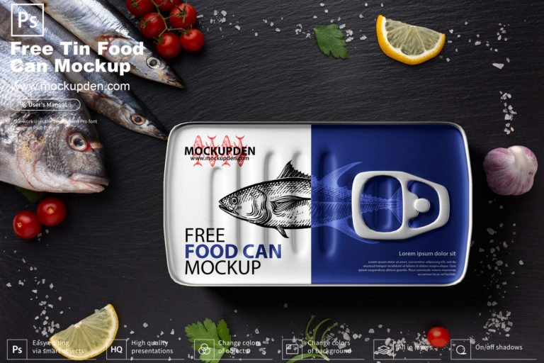 Free Food Tin Can Mockup PSD Template