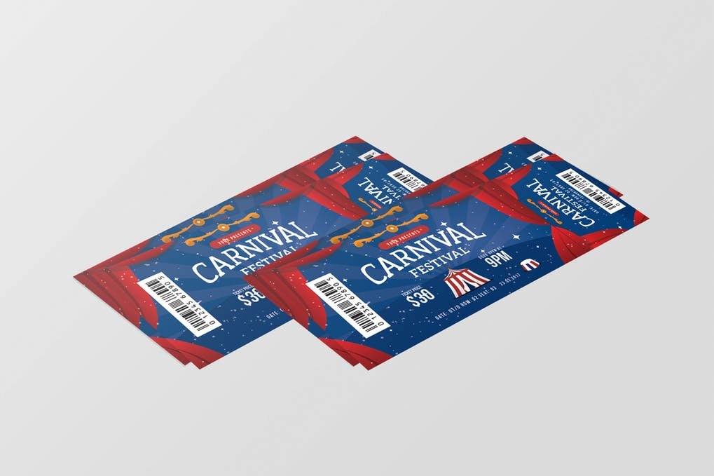 2 Carnival Party Entry ticket Illustration