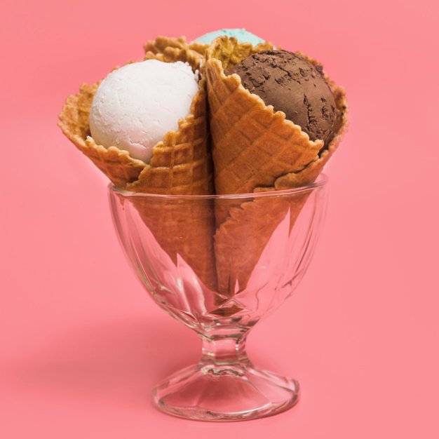 3 Ice Cream Cones in an ice cream glass Template