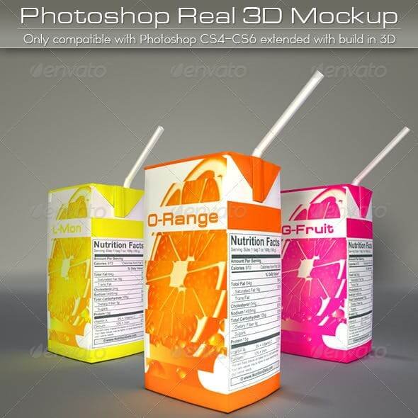 3 Photoshop File Tetra Box Design Mockup PSD