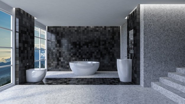 3d toilet interior design Premium Psd