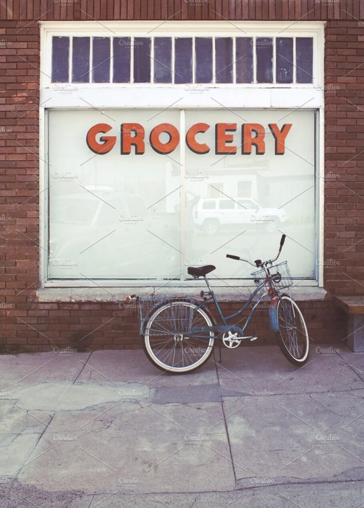 A Brick and Mortar Grocery Storefronts Mockup