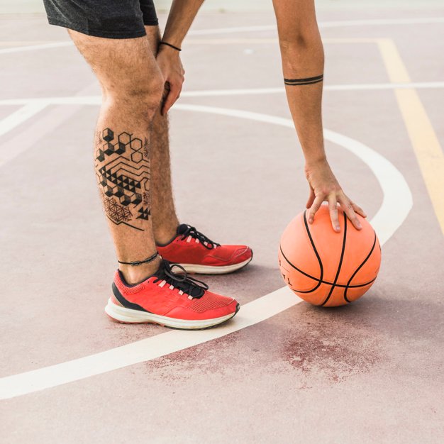 A Man Picking Basketball In His Spots Shoe Mockup