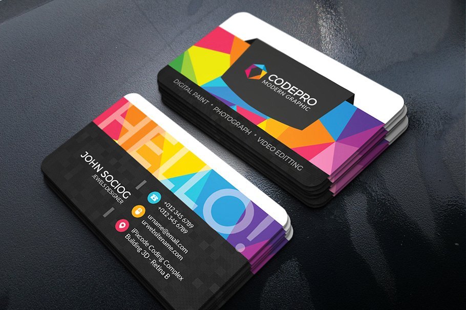 Abstract Design multicolored Print Business Card