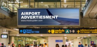 Free Airport Mockup PSD Template