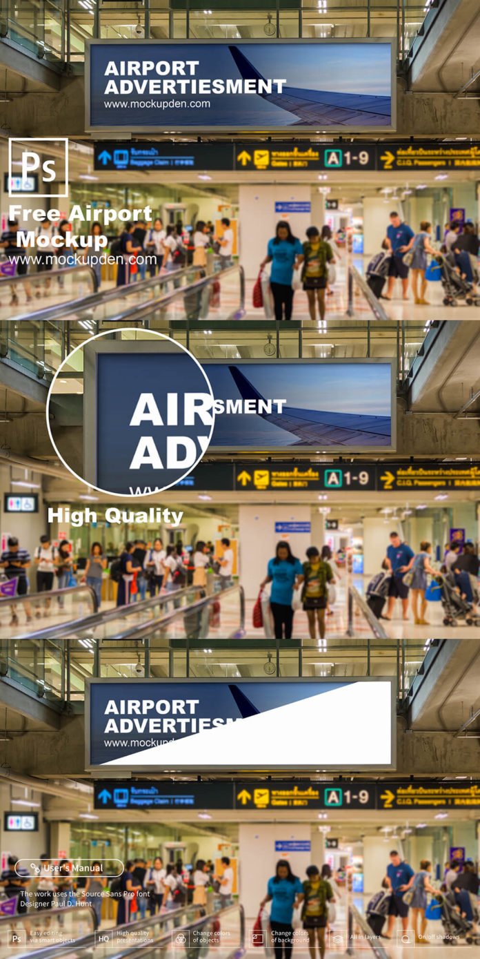 Download Free Airport Advertisement Mockup PSD Template - Mockup Den