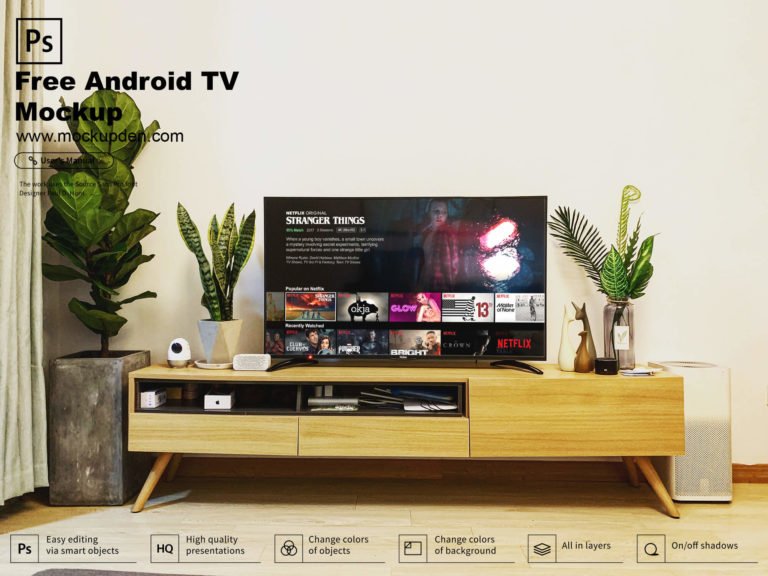 Free Android TV Mockup PSD Template