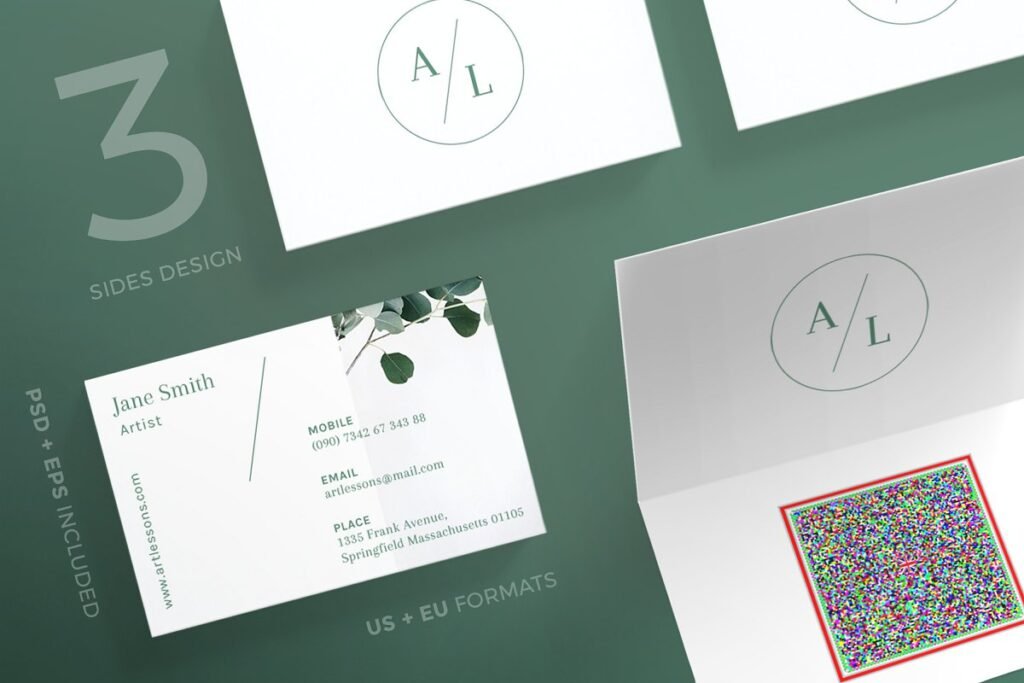 Artistic Theme 3 Sides Design Folded Business Card