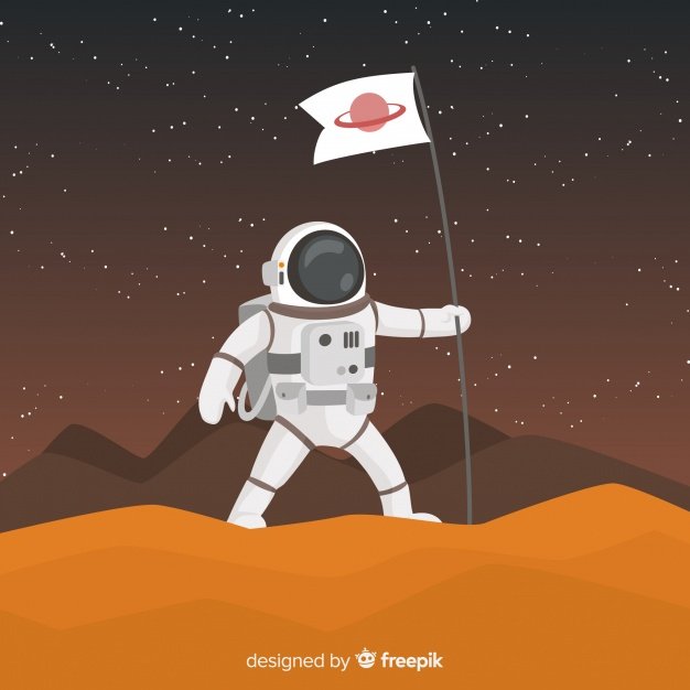 Astronaut Holding a Flag Vector.