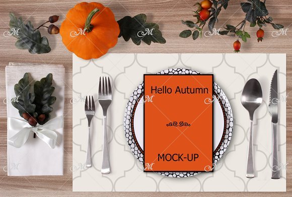Autumn Dinner Table Set Planned With Menu Card