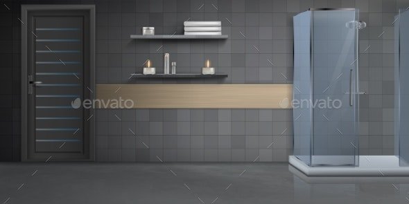 Bathroom Interior Realistic Vector Background
