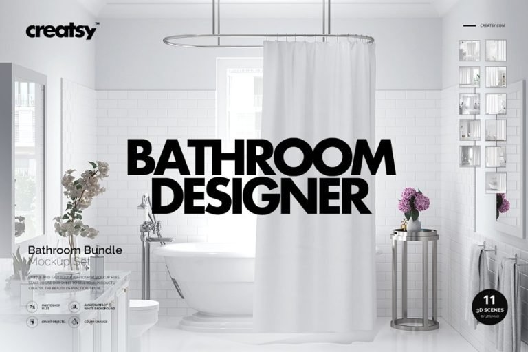 28+ Stunning Bathroom Mockup Interior Scene PSD Template
