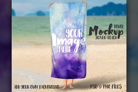 Beach Background Towel PSD Template