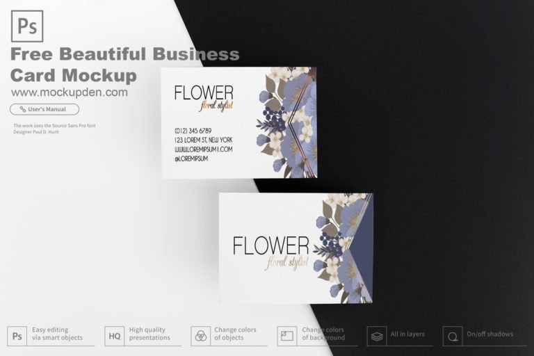 Free Beautiful Business Card Mockup PSD Template