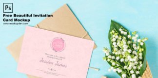 Free Beautiful Invitation Card Mockup PSD Template