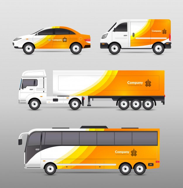 Bi-Color Bus And Van free design template