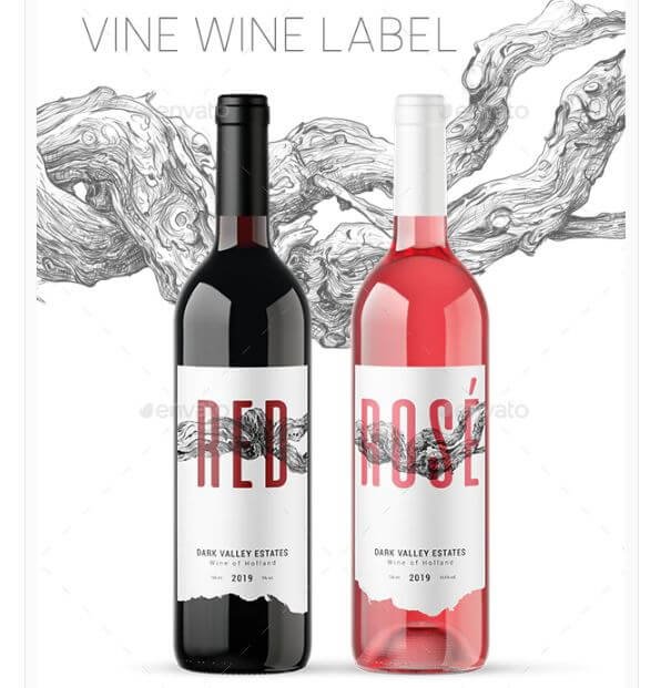 Bi-Color Vine Wine Label Mockup.