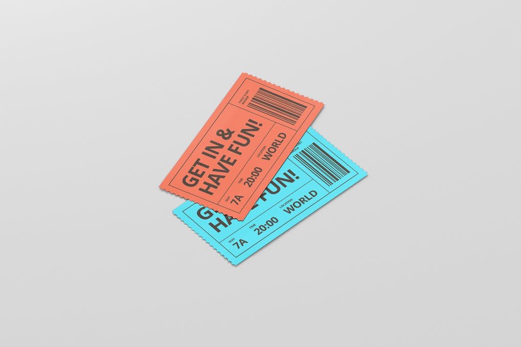 Bi-color Ticket with bar code on it template