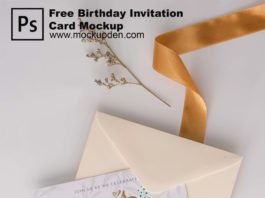 Free Birthday Invitation Card Mockup PSD Template