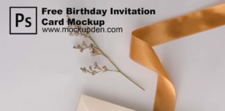 Free Birthday Invitation Card Mockup PSD Template