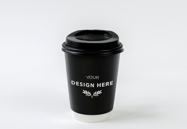 Black Coffee Cup Design in PSD Format