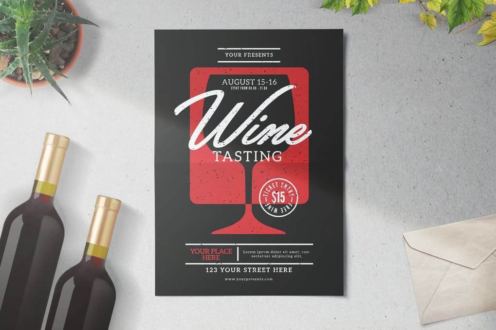 Black Color Card And Wine Label Design