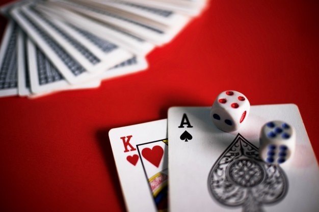Blackjack Playing Card With Dice On It