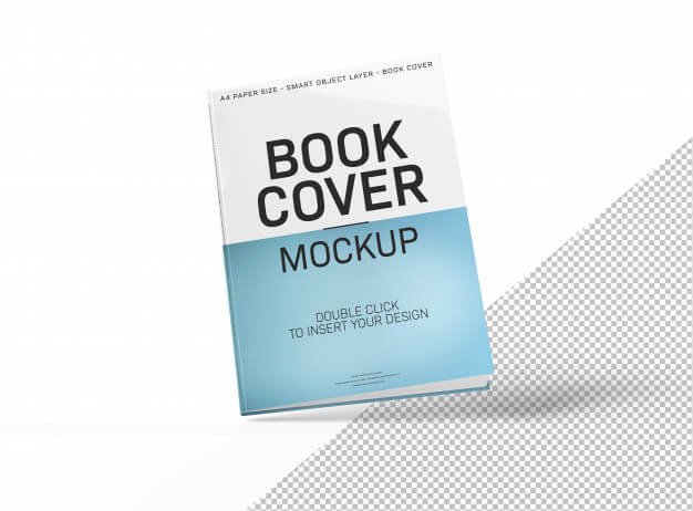Blank book cover mockup isolated and floating on white Premium Psd