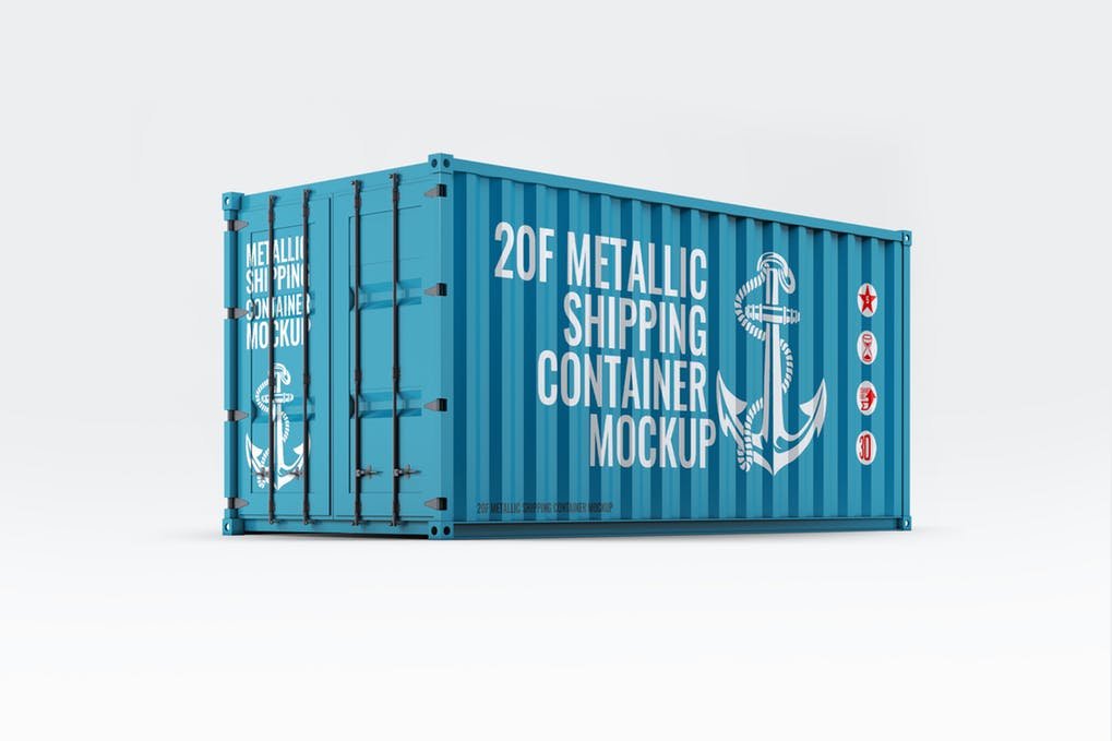 Blue Color Shipping Container Mockup