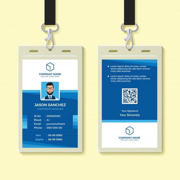 Blue Employee ID Card Design In vector Format