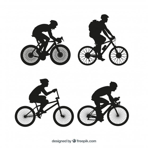 Bmx bicycle silhouettes vector set Free Vector