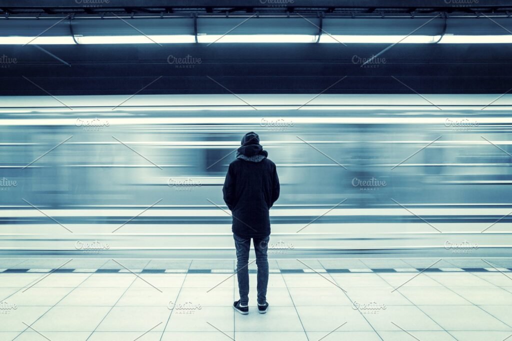 Boy Standing On A Subway Station Mockup