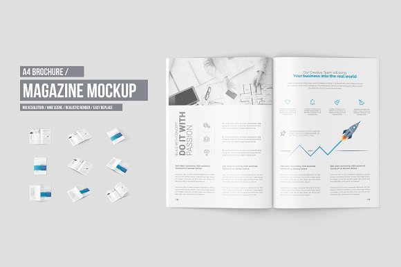 Brochure And Magazine Mockup Design Illustration