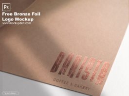 Free Bronze Foil Logo Mockup PSD Template