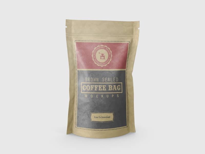 Brown Sealed Coffee Bag Mockup Free