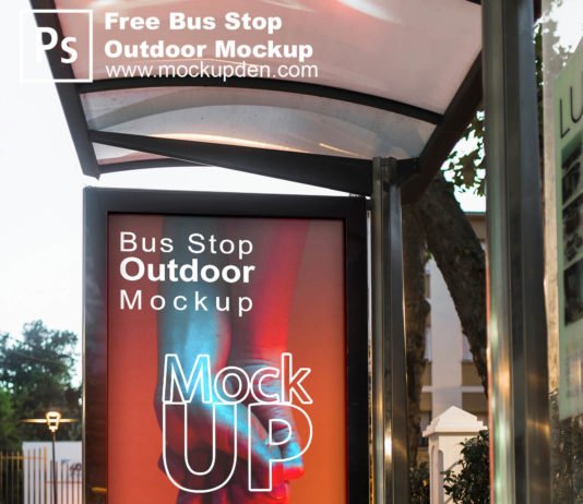 Free Bus Stop Outdoor Mockup PSD Template