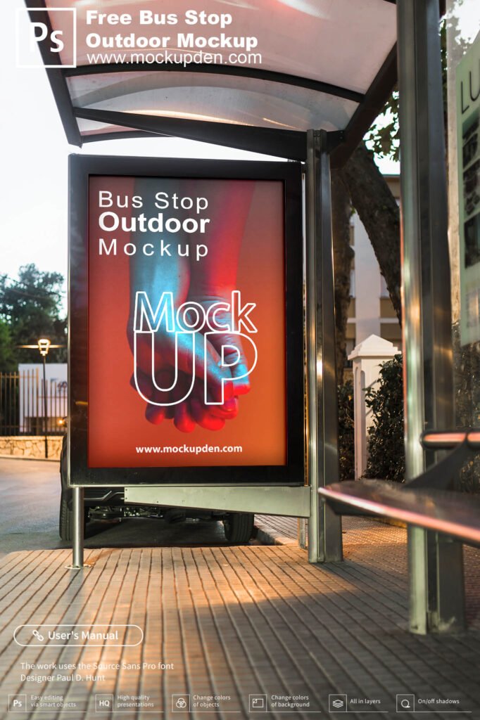Download Free Bus Stop Outdoor Mockup PSD Template | Mockup Den