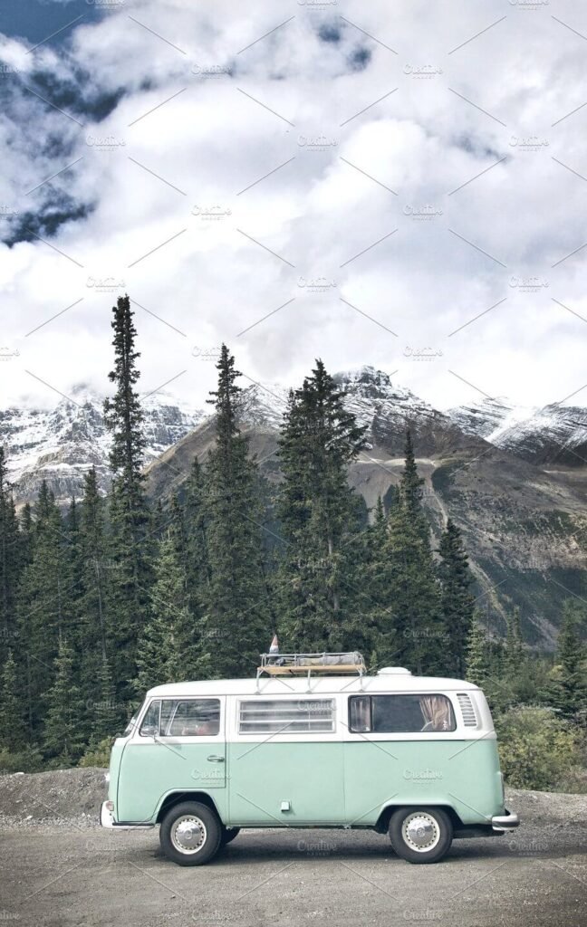 Bus With Landscape On Background Mockup