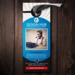 Business Design Hub Door Hanging PSD Mockup