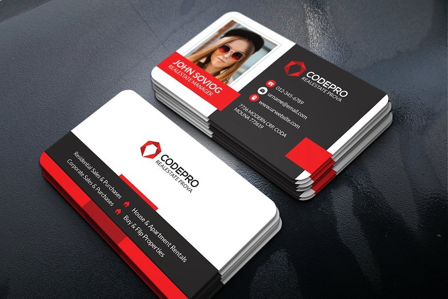 Business card Mockup With Photo Printed On It