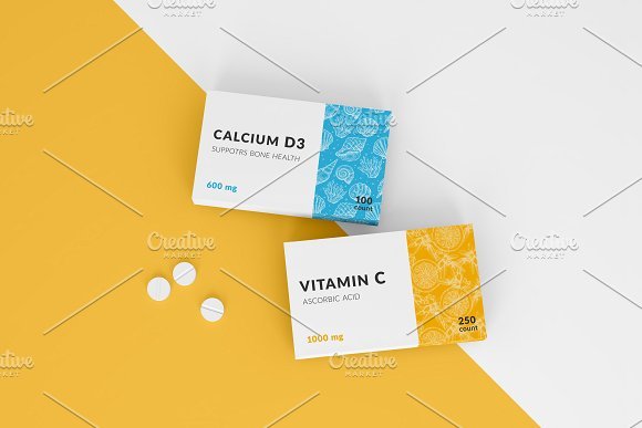 Calcium And Vitamin Tablet Medicine Box Mockup