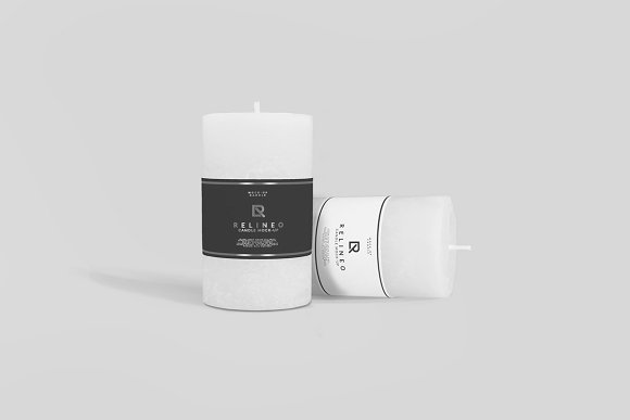 Candle With Labels Around It Mockup Design