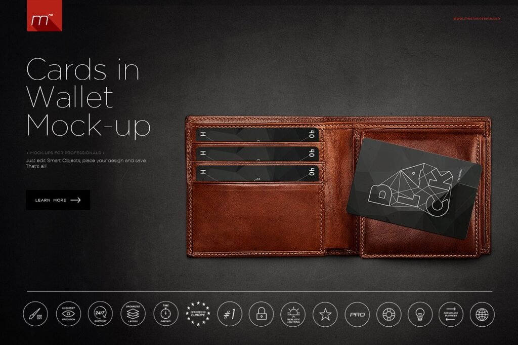 Cards Collection In Wallet Mockup.