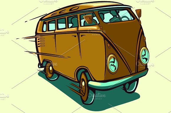 Cartoon Print Bus Vector